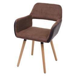 Décoshop26 - Chaise de salle à manger bureau visiteur design rétro en tissu marron pied en bois clair 04_0002139 - marron 3000252432694_0