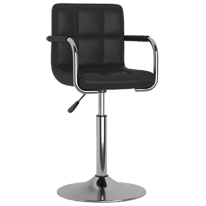 Décoshop26 - Tabouret de bar x1 chaise haute avec accoudoirs et dossier en PVC noir cadre en acier DEC029518 - noir 3000257416996_0