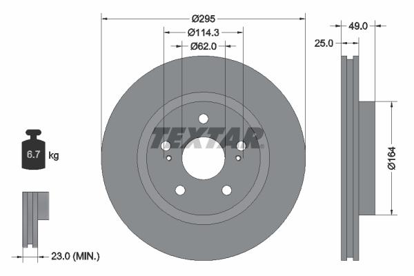 Disque de frein ventilé Textar 92156500 - boîte de 1 disque_0