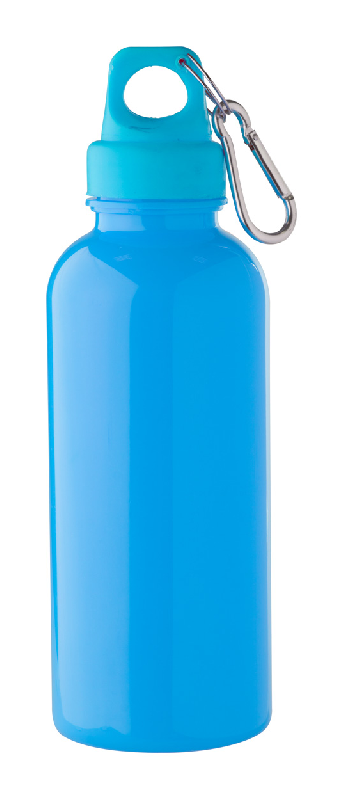 Gourde en plastique avec mousqueton - 600 ml - Couleur bleue_0