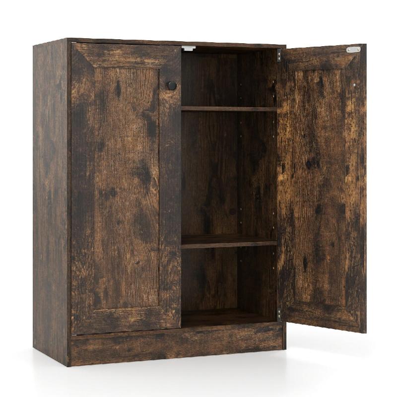 Helloshop26 - Armoire de rangement en bois 60 x 30 x 80 cm avec étagères réglables et sécurité renforcée style moderne en bois brun 20_0017544 -_0