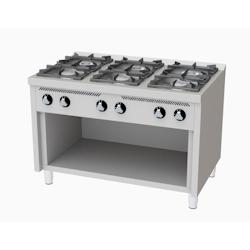 HR FAINCA Fourneau à gaz série 750 - 6 brûleurs 45,9 kW sur placard ouvert - Acier inoxydable 18/10 - C6F750E_0