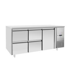 METRO Professional Table réfrigérée GCC31004D, acier inoxydable, 179.5 x 70 x 85 cm, 180 L, Refroidissement par air, 400 W, avec serrure, argenté_0