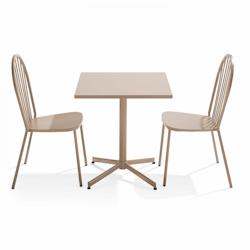 Oviala Business Ensemble table de terrasse inclinable et 2 chaises bistrot taupe - gris acier 111556_0