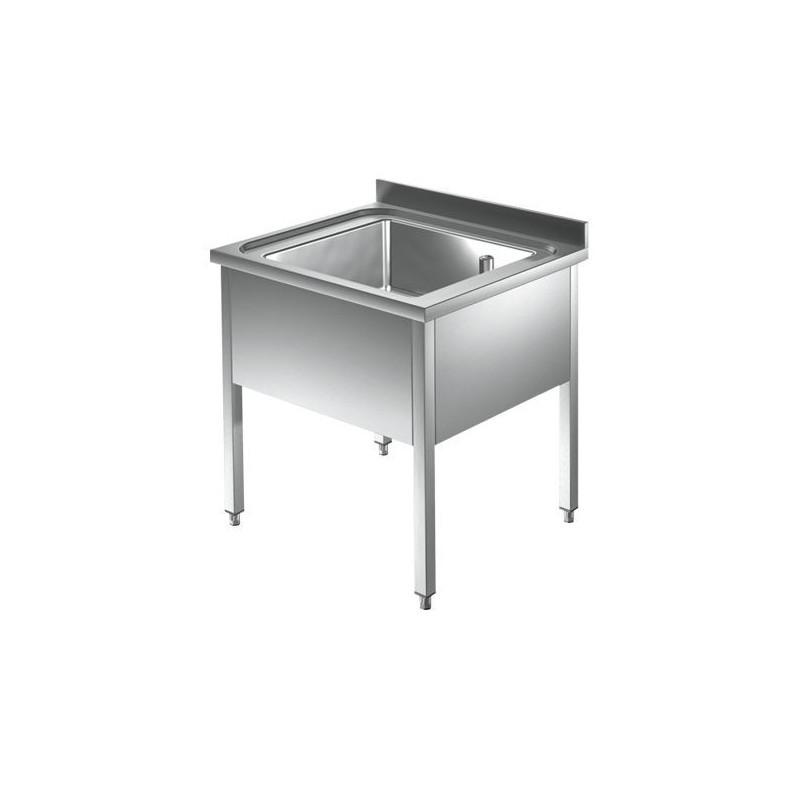 Plonge inox 1 bac - sans égouttoir - profondeur 700 mm - plan embouti AISI 304 - bac 500x500 ou 600x500_0
