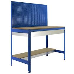 SimonRack Banque de travail SIMONWORK BT2 avec tiroir couleur BLEU/BOIS 1445x1210x610 mm (haut x largeur x profondeur) - métal 8435104932506_0