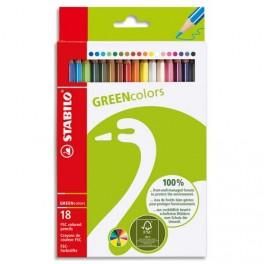 STABILO GREENCOLORS ETUI DE 18 CRAYONS DE COULEUR - BOIS CERTIFIÉ FSC ET FINITION VERNIS MAT