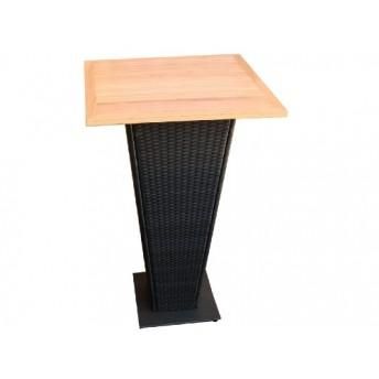 TABLE BAR 70X70 CM PVC NOIR, PLATEAU BOIS