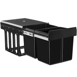 Tectake Poubelle de tri ASHLYN 30 L avec 2 compartiments - noir - 405886 - noir plastique 405886_0