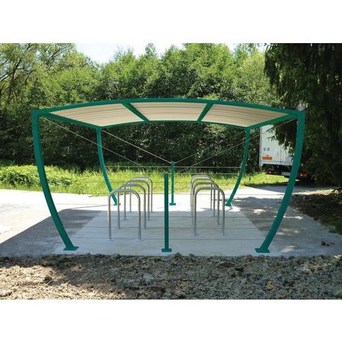 ABRI VÉLOS BOMBAY 4 X 4 M VERT + 2 SUPPORTS - ABRI PLUS