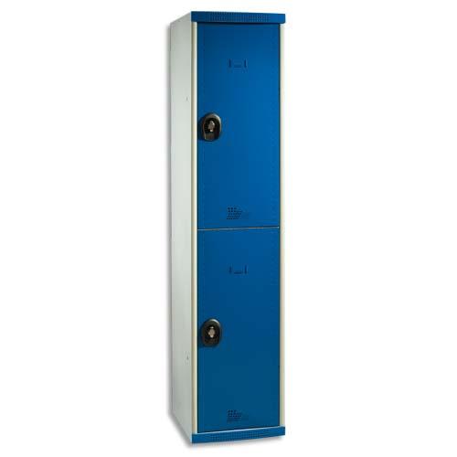 Acial multicasiers optimum en acier corps gris portes bleues, 2 portes + 2 tablettes l30 x h180 x p50 cm_0