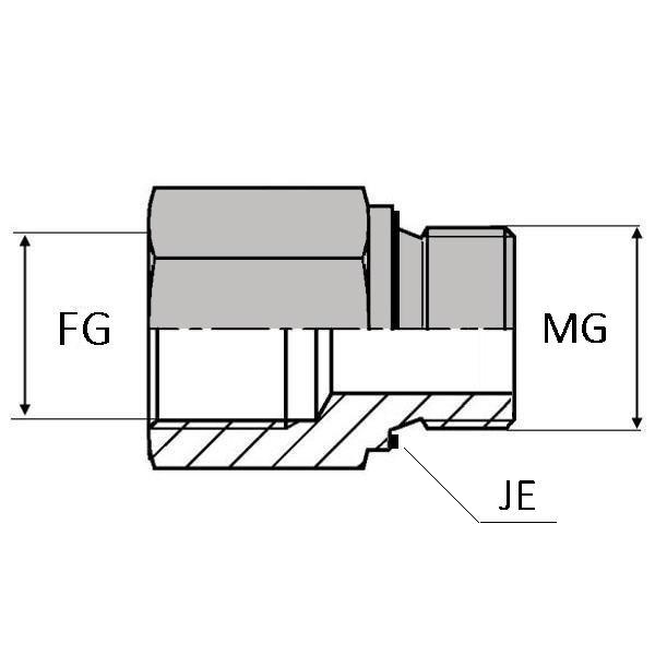 Adaptateur droit mâle gaz cylindrique x femelle gaz cylindrique prolongé - UMFGCY 1/8 / 1/4 JE - Ø 1/8' MG, Ø 1/4' FG - WMFCY00204_0