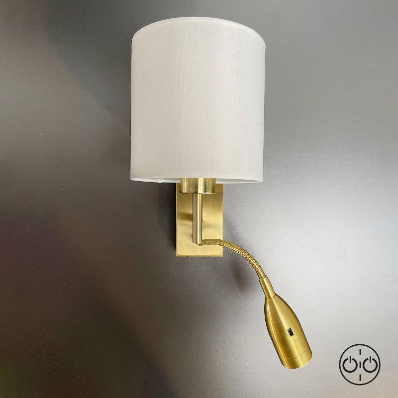 FISCHER & HONSEL APPLIQUE MURALE DREAMER BRAS DE LECTURE LED LAITON/CHINTZ BLANC