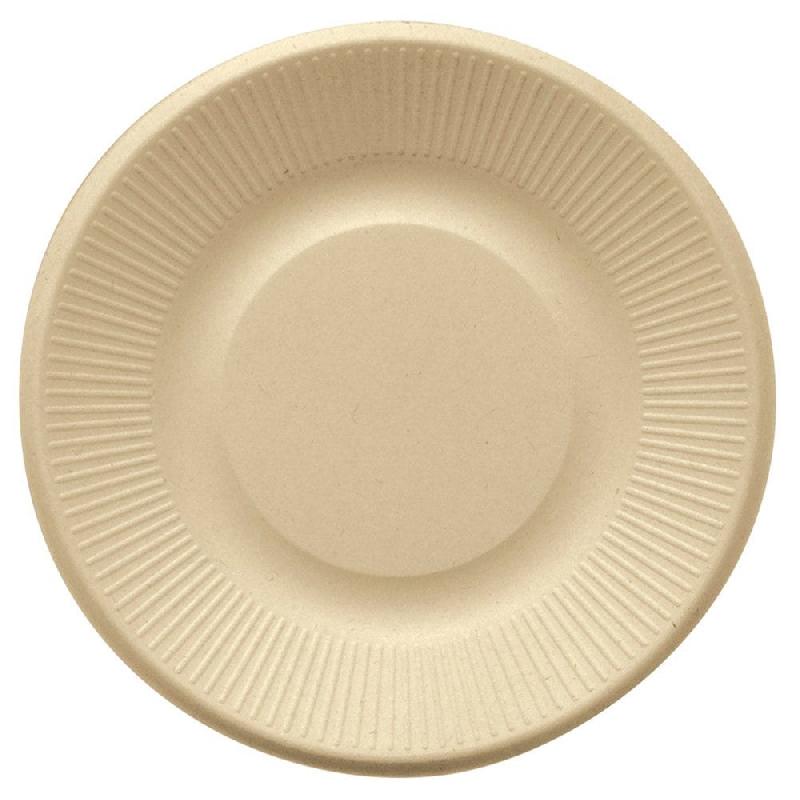 Assiette ronde bagasse naturel Ø21x1,8cm - par 1000_0