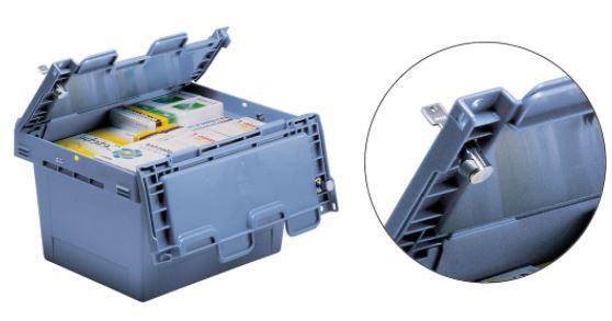 Bac de distribution - Série MB avec système de fermeture - 35kg - 58L - Dim. ext. 610x400x340mm - Bleu-gris_0