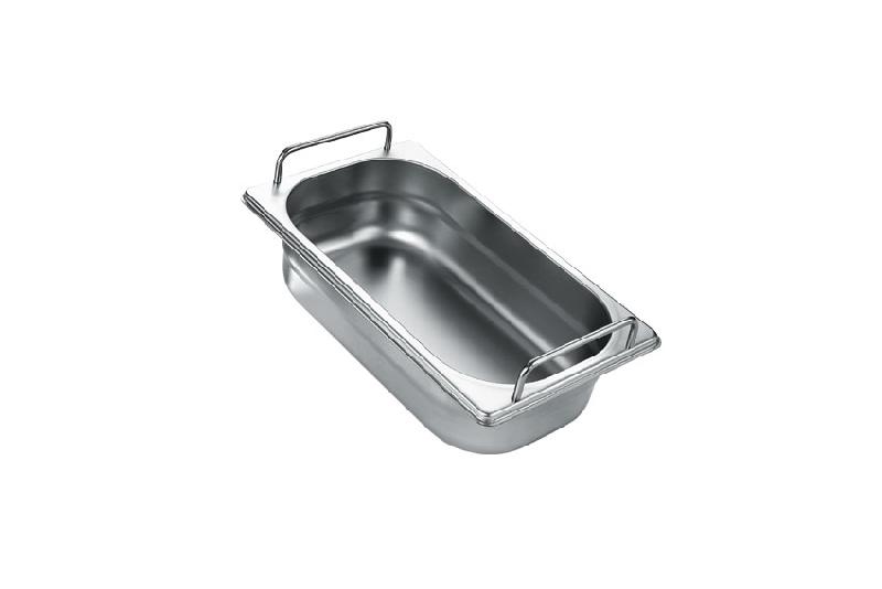 BAC GASTRO INOX 1/4 PLEIN À  ANSES FIXES - H 65 MM