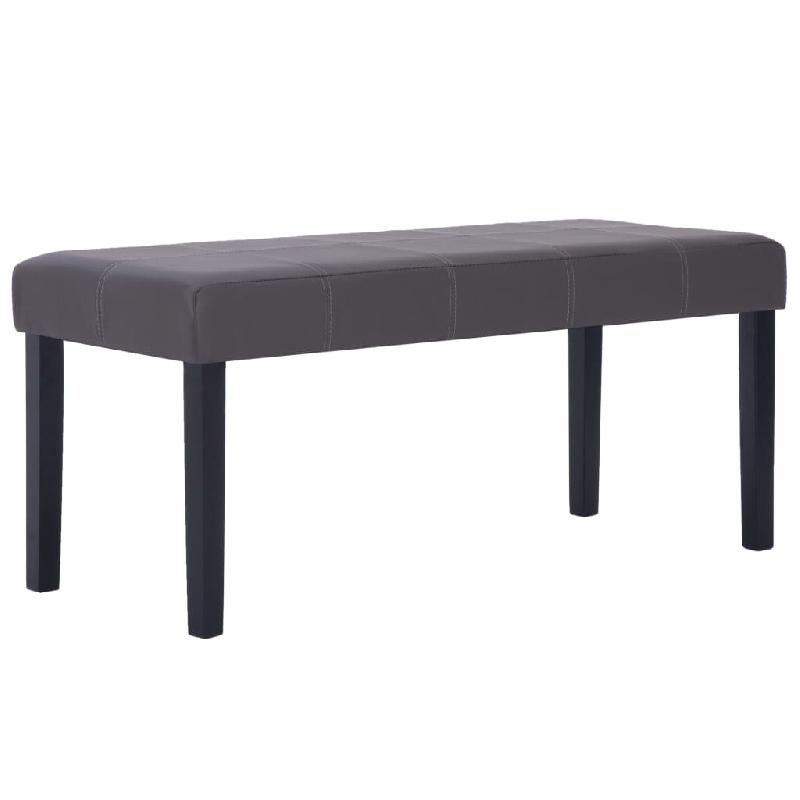 Banquette pouf tabouret meuble banc - 106 cm gris synthétique - cadre en bois et rembourrage confortable_0