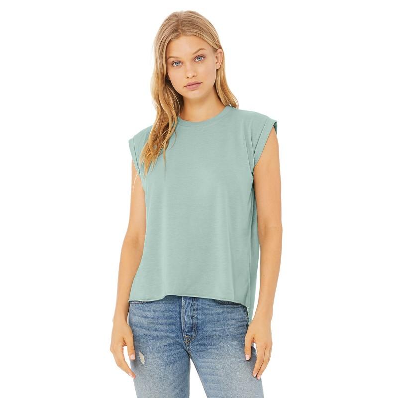 BE8804 - T-shirt flowy à manches roulottées - coupe décontractée - polyester et viscose_0
