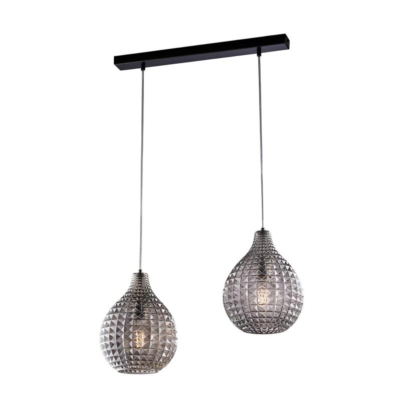 BeLight Rail Diamante Noir, Cadre Chromé, Verre Soufflé Miroir Gris Effet Cristal, Câbles Réglables, 2 Lumières Raffinées - gris 8057724581690_0