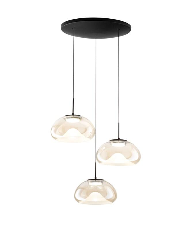 Brena - Suspension Fabas Luce 3 Lumières Circulaire - Led 30W Dimmable - Cognac Rosace Ronde D.35Cm - marron 8019282546061_0
