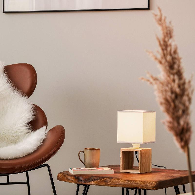 BRITOP LAMPE À POSER MONAS, CHÊNE HUILÉ, GRISE
