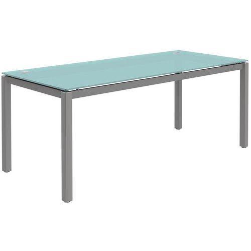 BUREAU DROIT MURANO VERRE/ALU 180CM - QUADRIFOGLIO