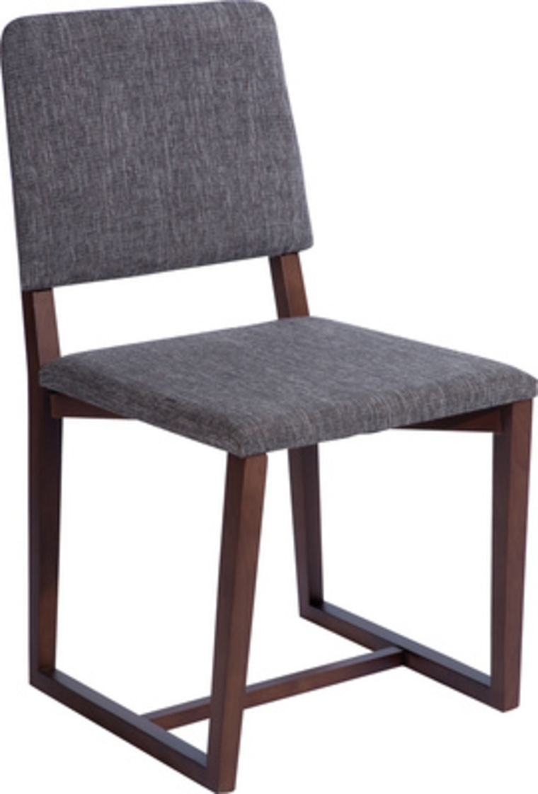 Chaises salle à manger design Inbox - Bois massif Wengé et tissu gris - Grand confort d'assise_0