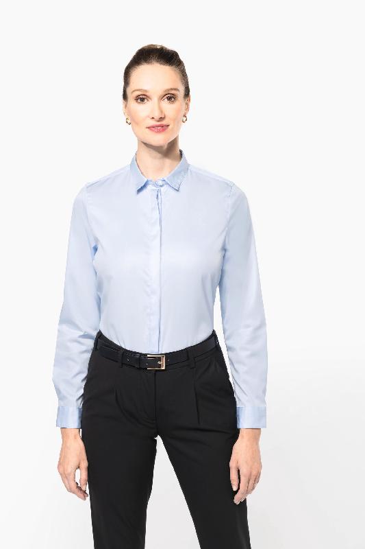 Chemise twill manches longues femme - Réf: PK507 - tissu 100% coton, entretien facile, boutons en nacre_0