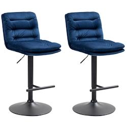 CLP Lot de 2 tabourets de bar Damar velours Bleu/Noir - bleu textile 325662_0