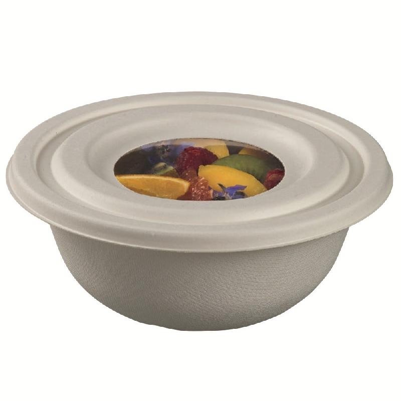 Couvercle pr bol Ming réf 39065 bagasse laminée fenêtre PE Ø18,1x1cm - par 400_0