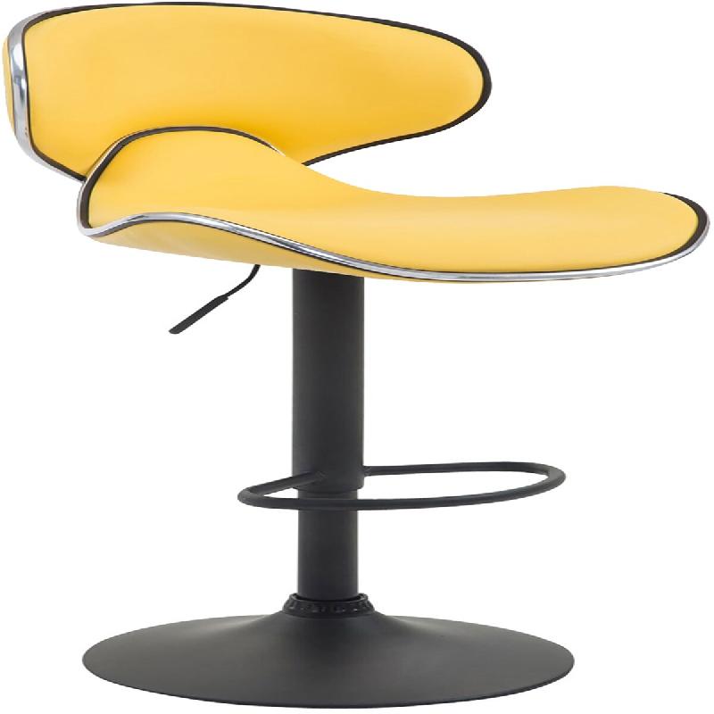 Décoshop26 - Tabouret de bar x1 sièges modernes aux lignes ondulées en PVC jaune pied trompette métal noir 10_0006435 - jaune métal 3000265571519_0