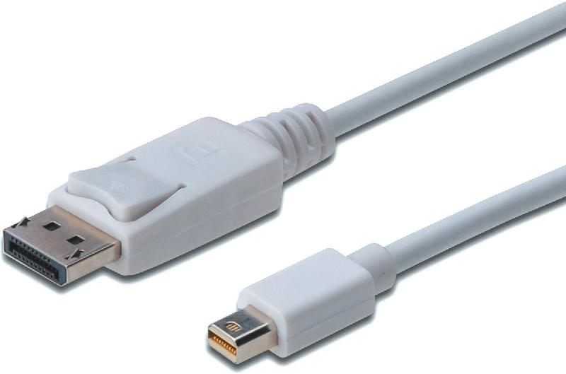 DIGITUS Câble de connexion DisplayPort, 2m, DisplayPort - Mini DisplayPort, 2 m, blanc - blanc AK-340102-020-W_0