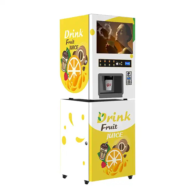 Distributeur automatique de jus d'orange pour le paiement de pièces et de billets avec système de re_0