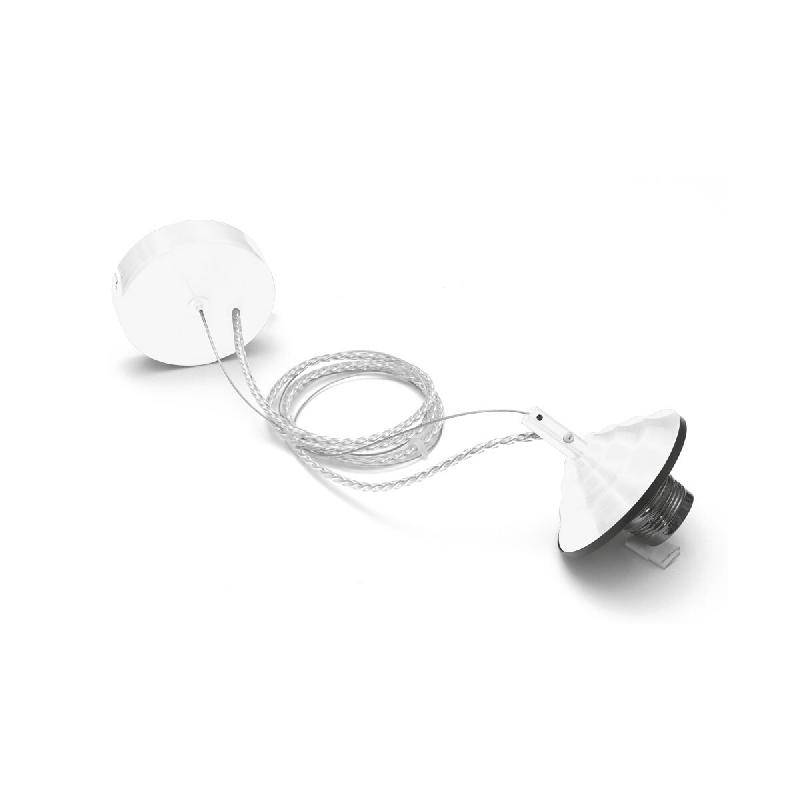 Gea Luce Alice - Kit Suspension V/G E27 Avec Rosace Blanche, Câble Tressé, Cache Douille, Max 1X60W, Ip20, Design Moderne - blanc ALICE M S/G - BIANCO_0