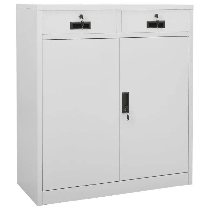 Helloshop26 - Armoire de bureau design durable avec 2 étagères réglables 90 x 40 x 102 cm en acier gris clair 02_0046908 - gris acier 3000234493736_0