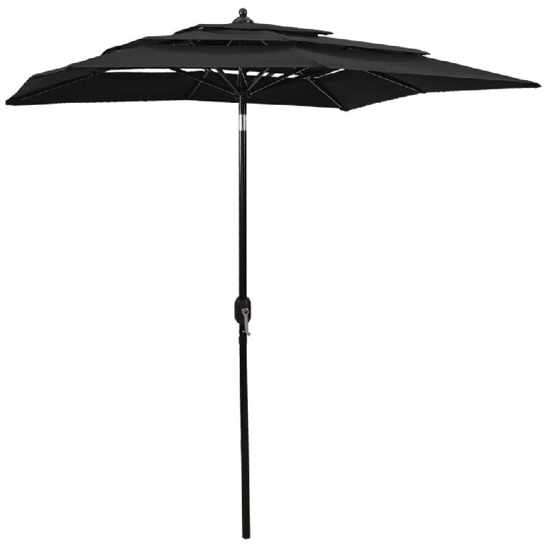 Helloshop26 - Parasol à 3 niveaux avec mât en aluminium 2 x 2 m noir 02_0008758 - 3000468182727_0