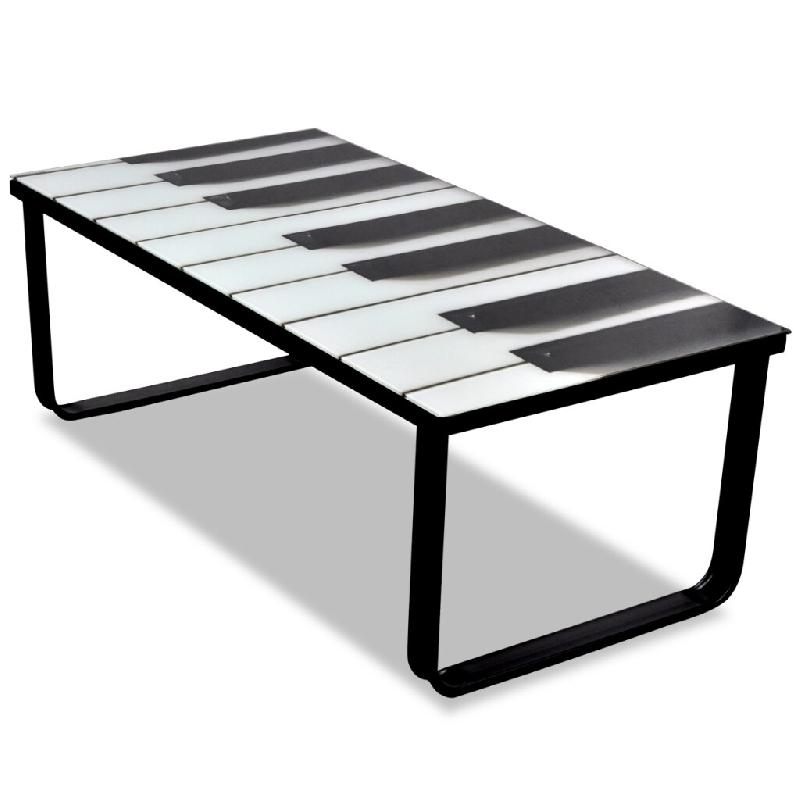 Helloshop26 - Table basse de salon salle à manger design verre musique piano 90 x 45 cm noir 0902026 - noir verre 3000222696026_0