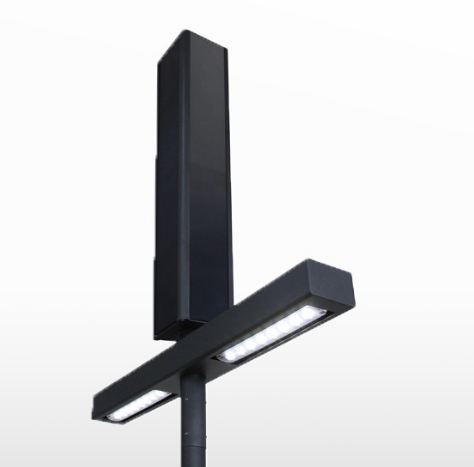 Lampadaire urbain solaire Sun Boulevard Duo - LED - acier galvanisé thermolaqué - 5.5 m - double tête lumineuse_1