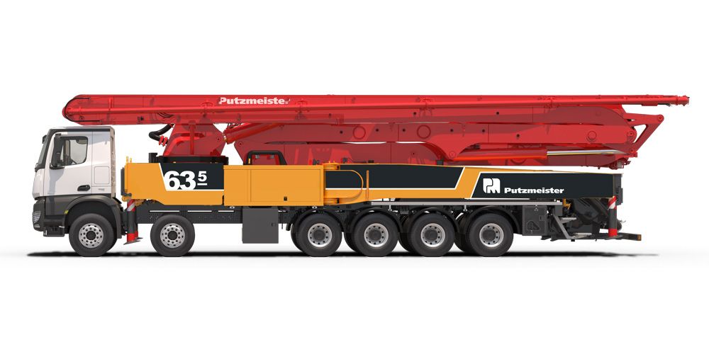 M63-5 camion pompe à béton - Putzmeister - flèche flexible 63m, débit jusqu'à 170m³/h_0
