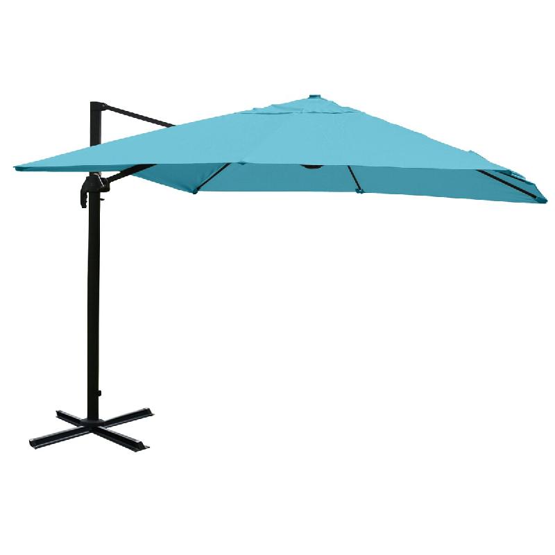 Mendler Parasol de signalisation pour la gastronomie HWC-A96, 3,5x3,5m (Ø4,95m) polyester alu/acier 25kg ~ turquoise sans support, pivotant - bleu te_0