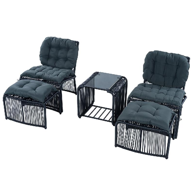 Merax salon de jardin, 5-pièces, rotin PE, rotin, gris - gris multi-matériau OT6223E_0