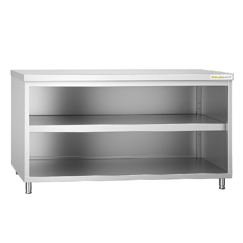 Meuble bas inox ouvert 1400x700 mm PREMIUM - GOLDINOX - gris inox 3701770811076_0