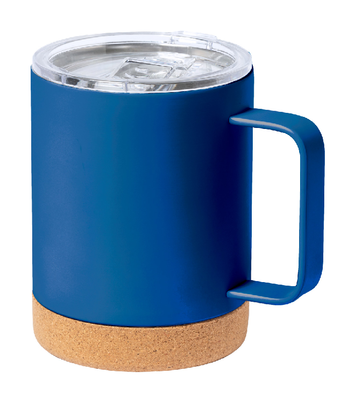 Mug thermos isotherme - double paroi en acier inoxydable - 330 ml - base en liège naturel_0
