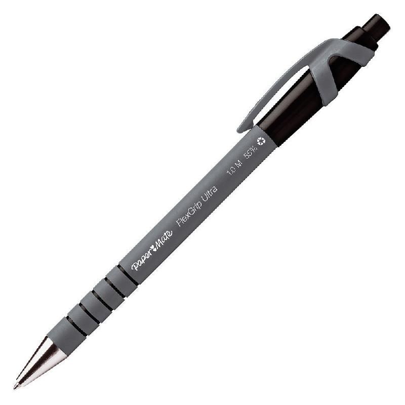 PAPER MATE STYLO BILLE  FLEXGRIP ULTRA - RÉTRACTABLE - BILLE DE 1 MM - ECRITURE FINE - COULEUR NOIR (PRIX UNITAIRE)