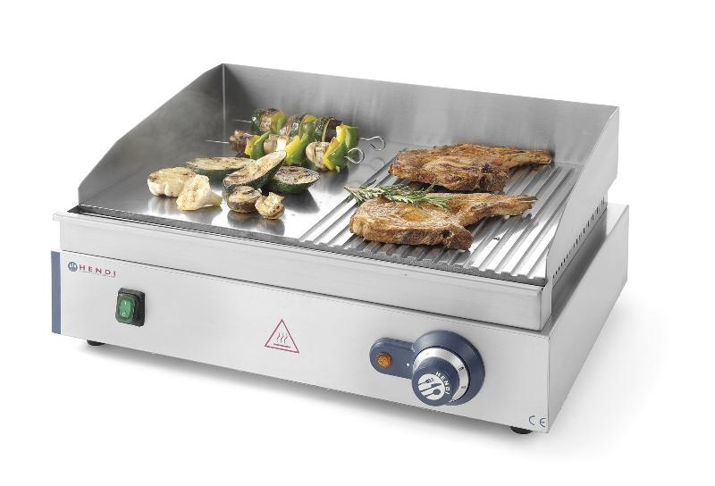 Plaque de cuisson - plaque 1/2 lisse, 1/2 rainuré - 550x430x260 mm ... - P203156_0