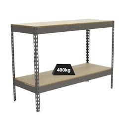 PROREGAL Étagère pour charges lourdes MINI WOOD YETI TWO | HxLxP 90x150x45cm | Charge du compartiment 400kg | Gris - gris métal PR_RS141-16_0