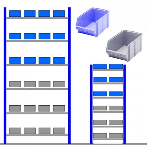 Rayonnage atelier avec bacs éco Bleu - Gris - 36 bacs de 12,5 litres - Marque Rolléco_0