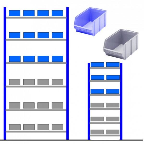 Rayonnage atelier avec bacs éco Bleu - Gris Départ - 36 bacs_0