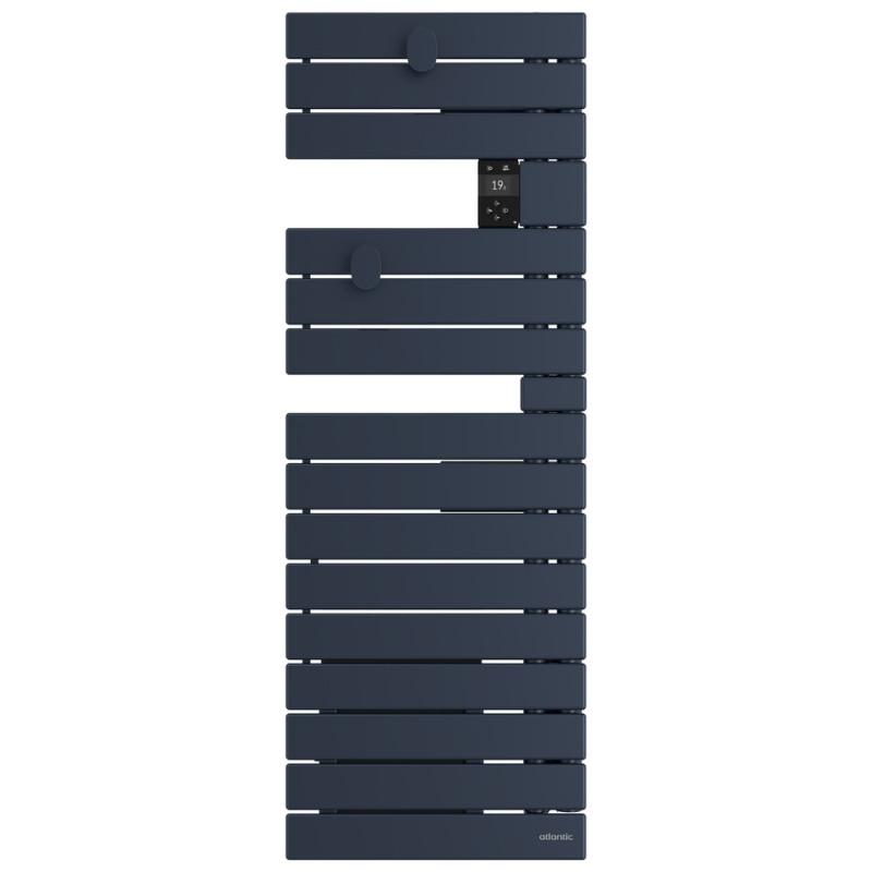 Sèche-serviettes connecté Nefertiti étroit mât gauche 600W bleu profond - Atlantic - 850621_0