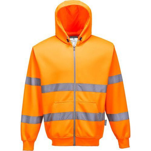 SWEATSHIRT ZIP HAUTE-VISIBILITÉ À CAPUCHE B305 ORANGE L - PORTWEST